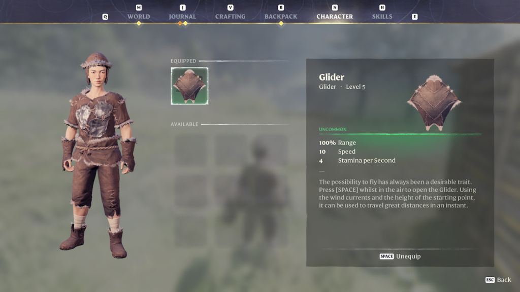 Equipping Glider